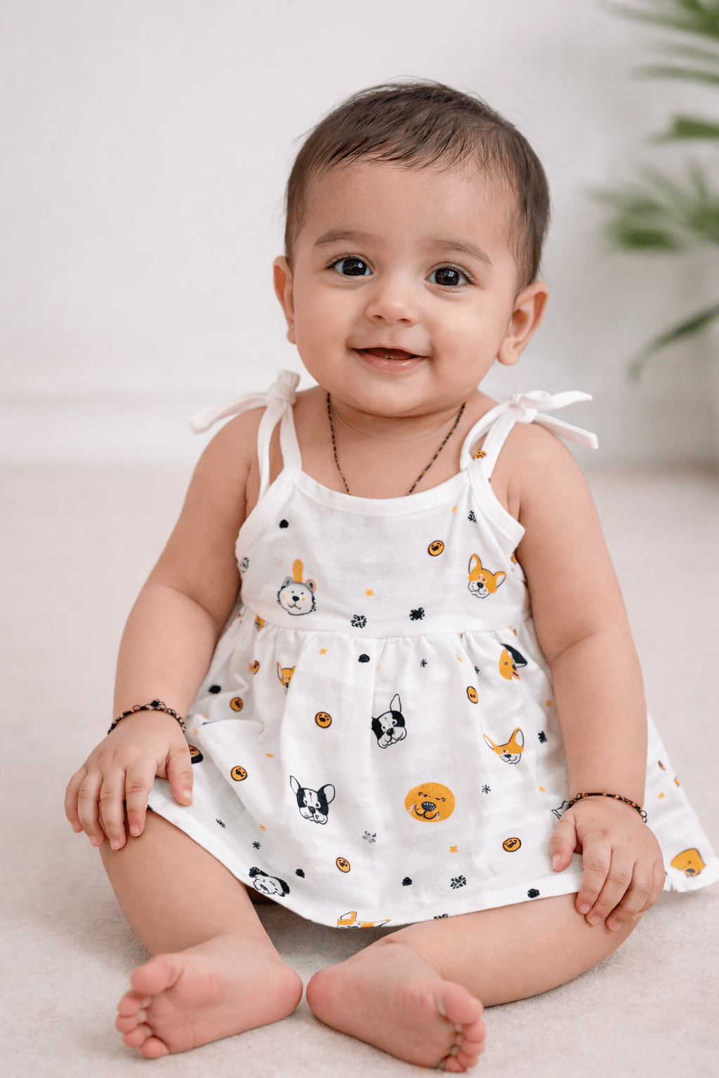Muslin Knot Frock - Dog Print - momndada