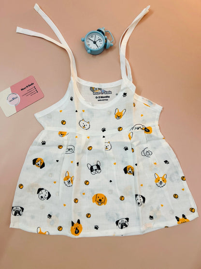 Muslin Knot Frock - Dog Print - momndada