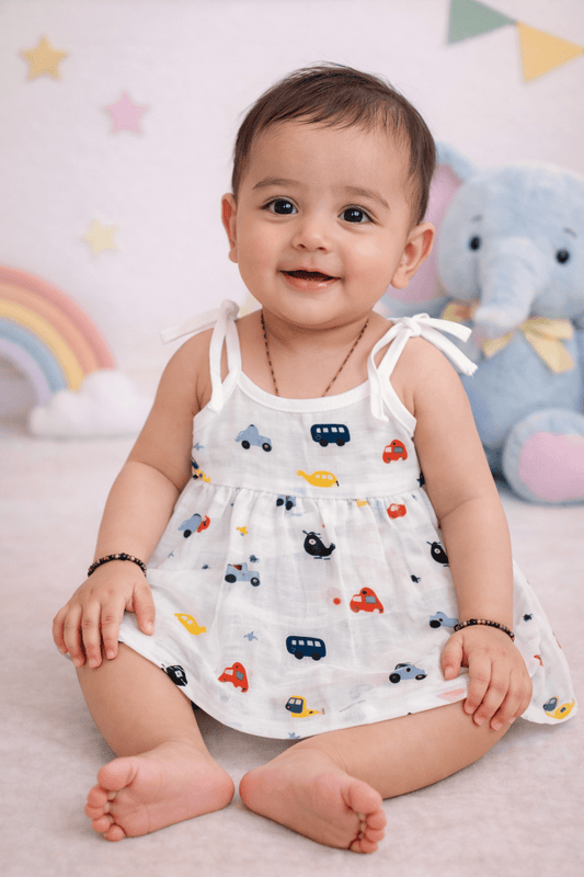 Muslin Knot Frock - Helicopter Print - momndada