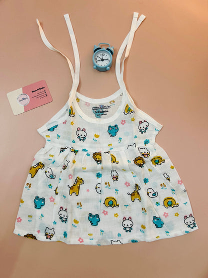 Muslin Knot Frock - Kitty Print - momndada
