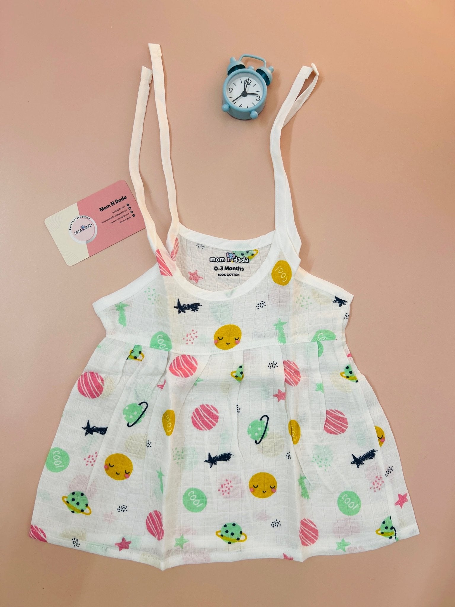 Muslin Knot Frock - Planet Print - momndada