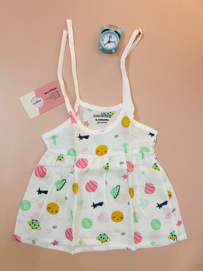 Muslin Knot Frock - Planet Print - momndada