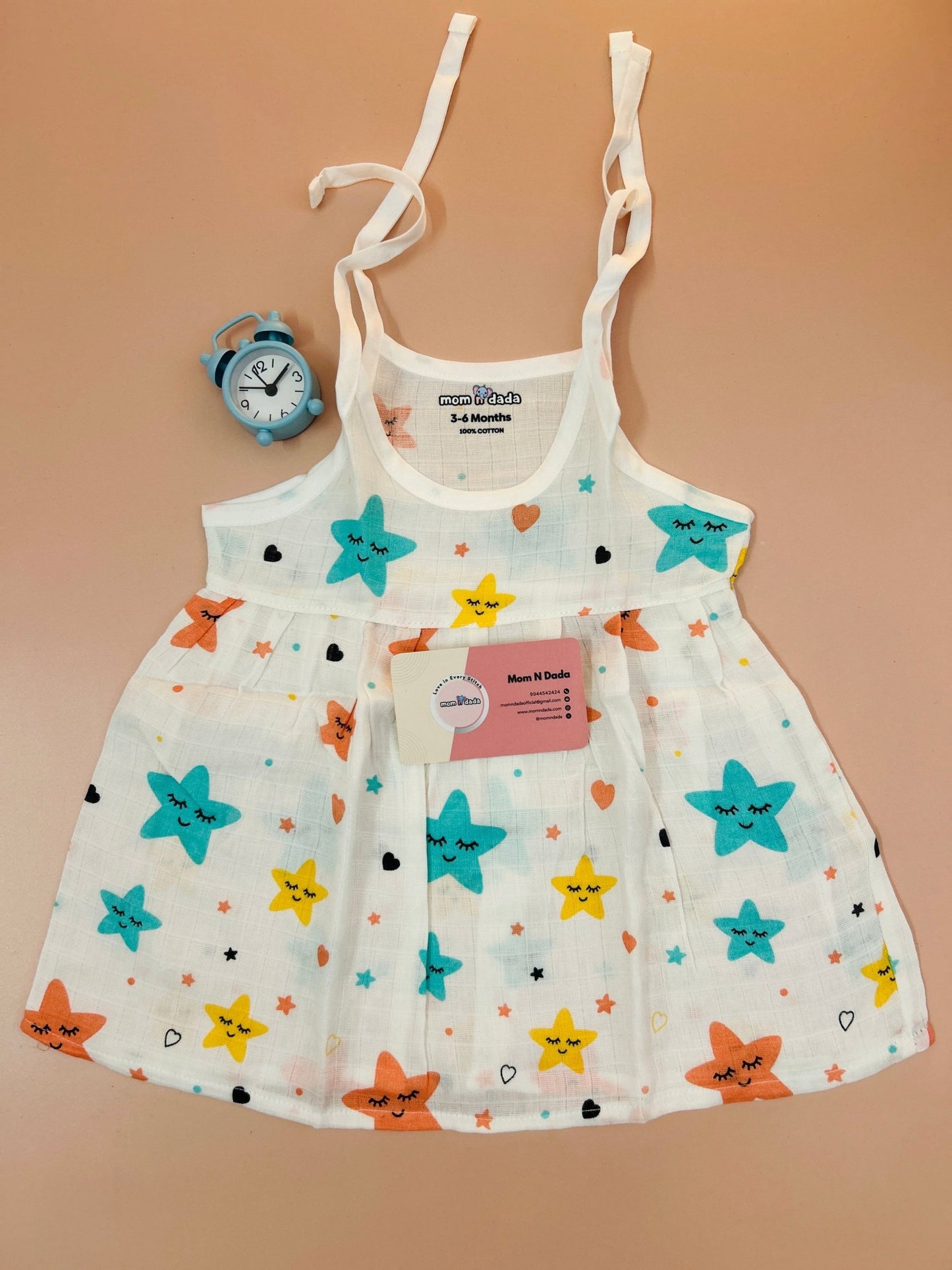 Muslin Knot Frock - Star Print - momndada
