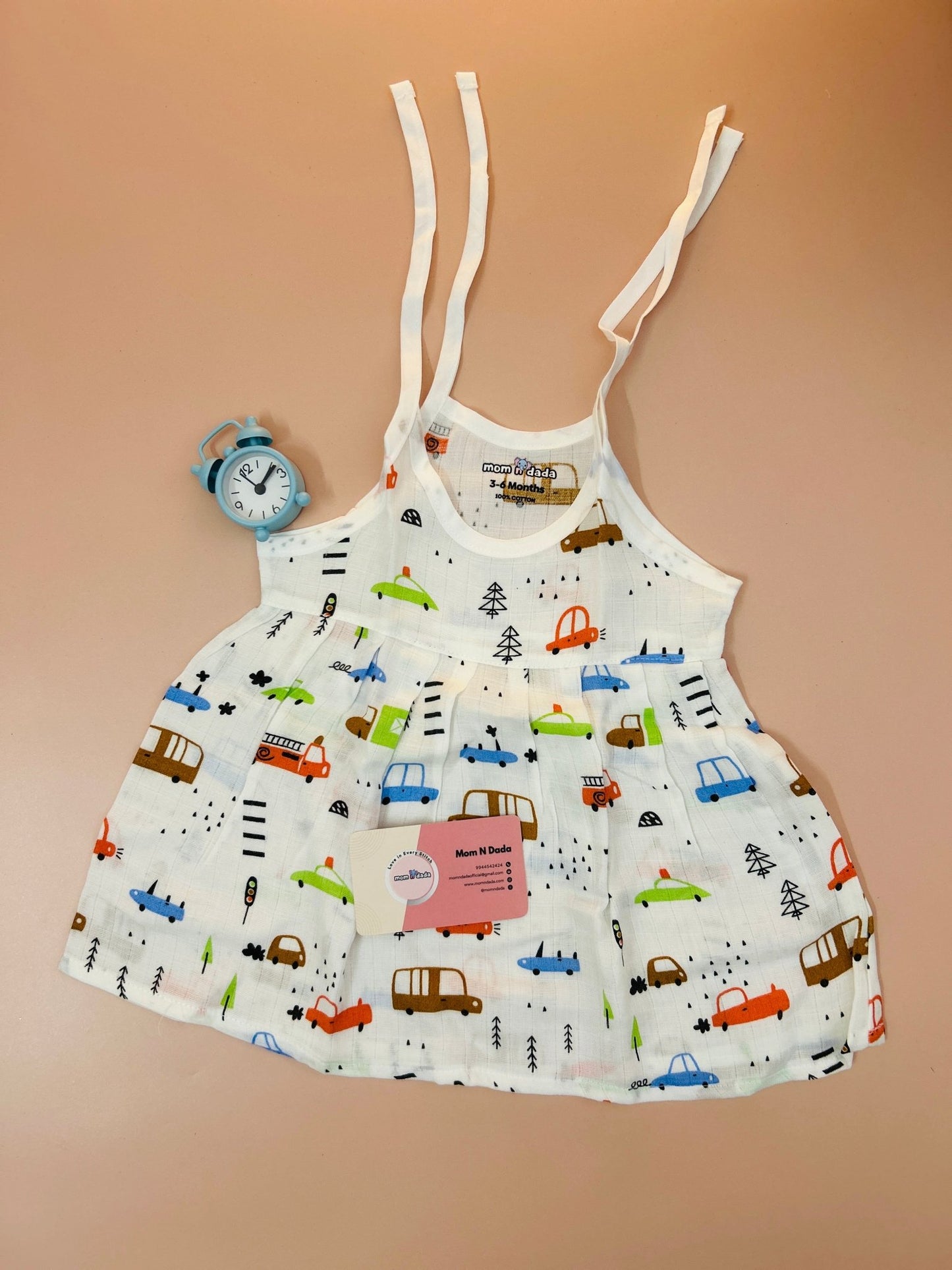 Muslin Knot Frock - Truck Car Print - momndada