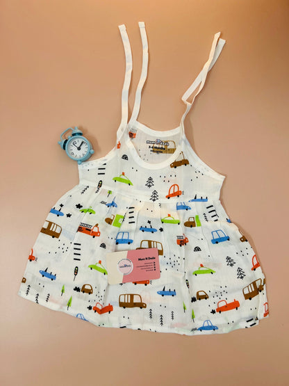 Muslin Knot Frock - Truck Car Print - momndada