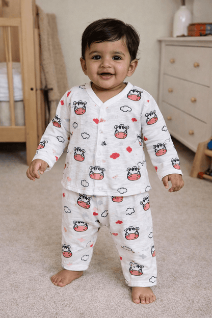 Muslin Night Suit - Cow Print - momndada