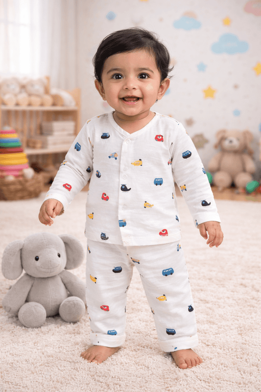 Muslin Night Suit - Helicopter Print - momndada