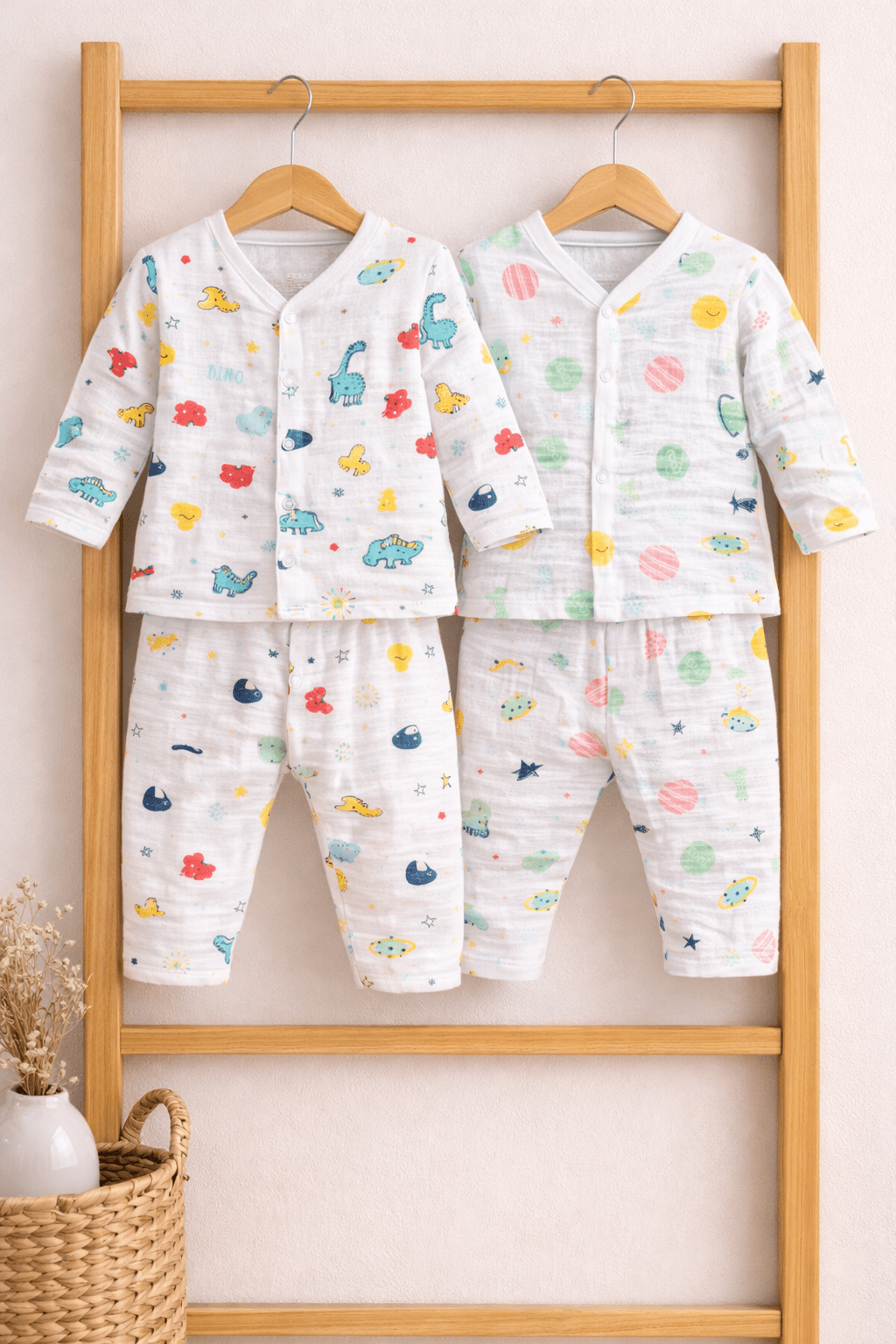 Muslin Night Suit - Pack of 2 (Dino,Planet) - momndada