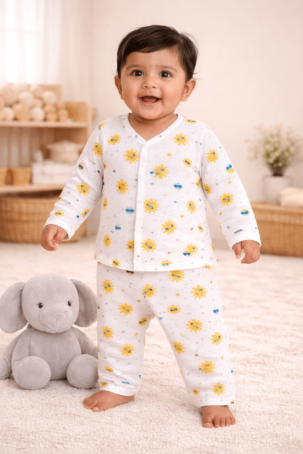 Muslin Night Suit - Sun Print - momndada
