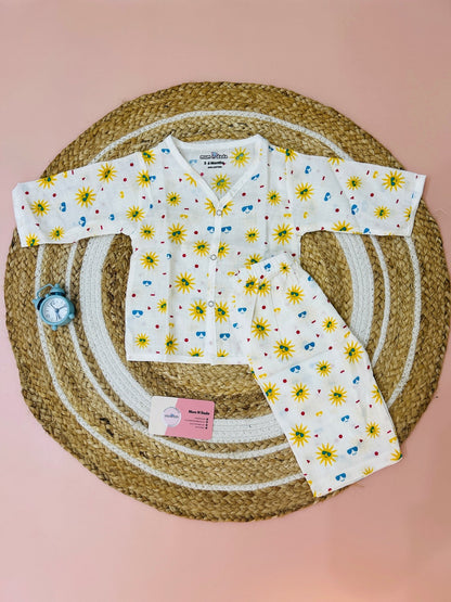 Muslin Night Suit - Sun Print - momndada