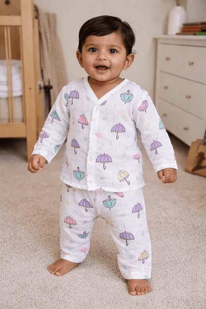 Muslin Night Suit - Umberlla Print - momndada