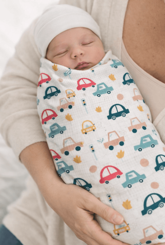 Muslin Swaddle - Car Print - momndada