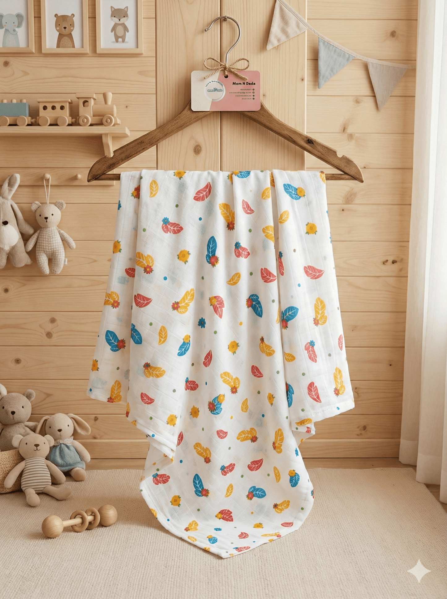Muslin Swaddle - Feathers Design - momndada