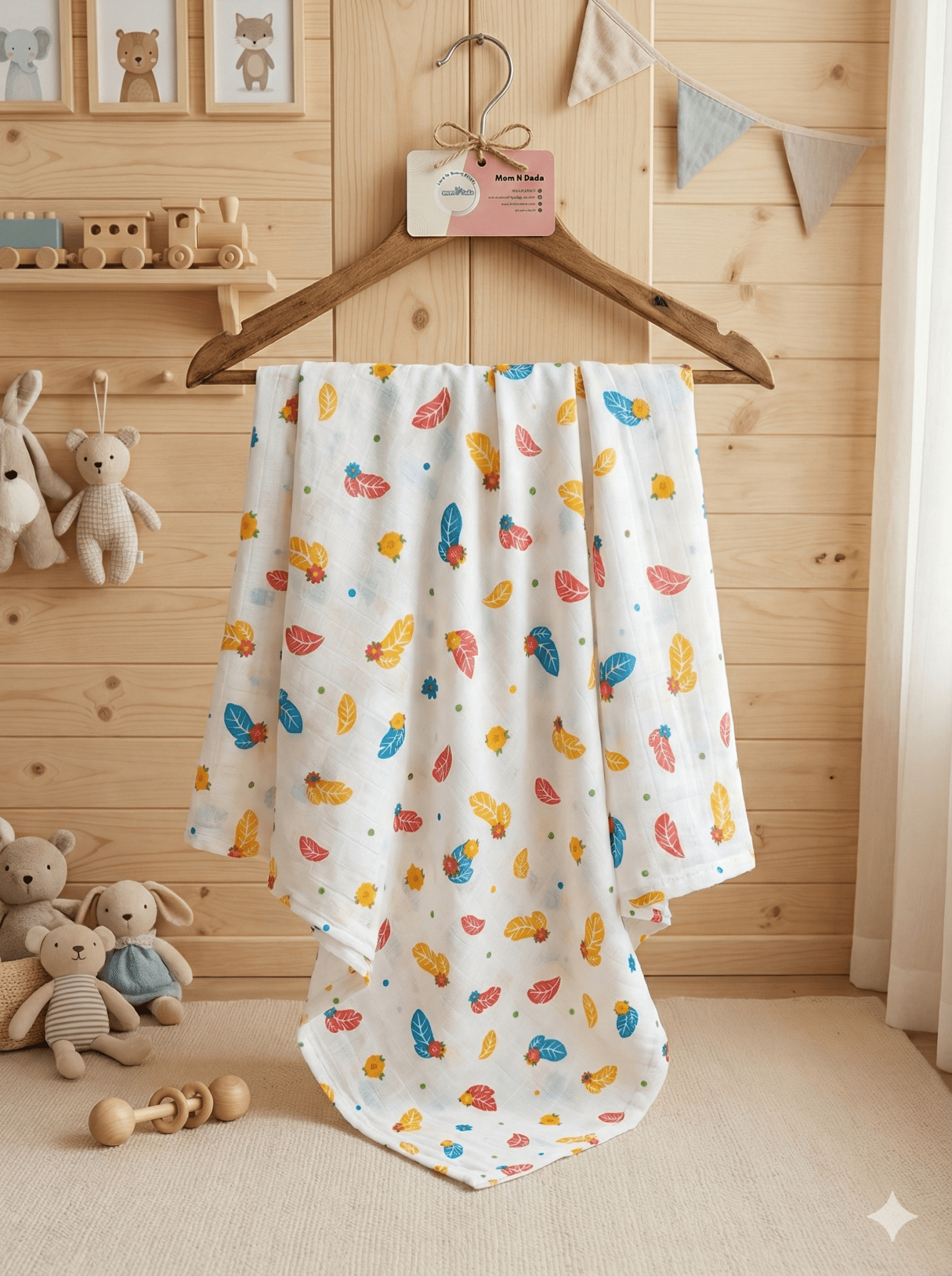 Muslin Swaddle - Feathers Design - momndada