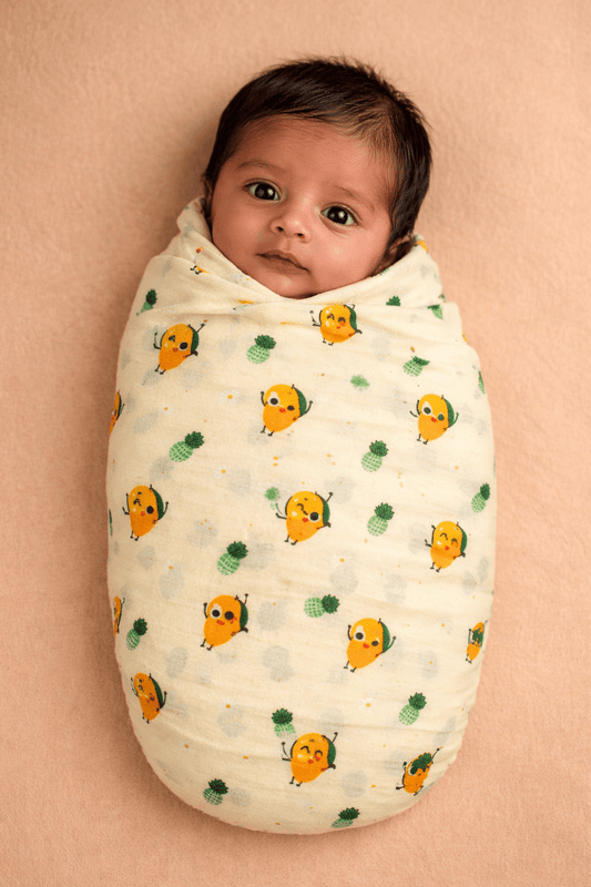 Muslin Swaddle - Mango Print - momndada