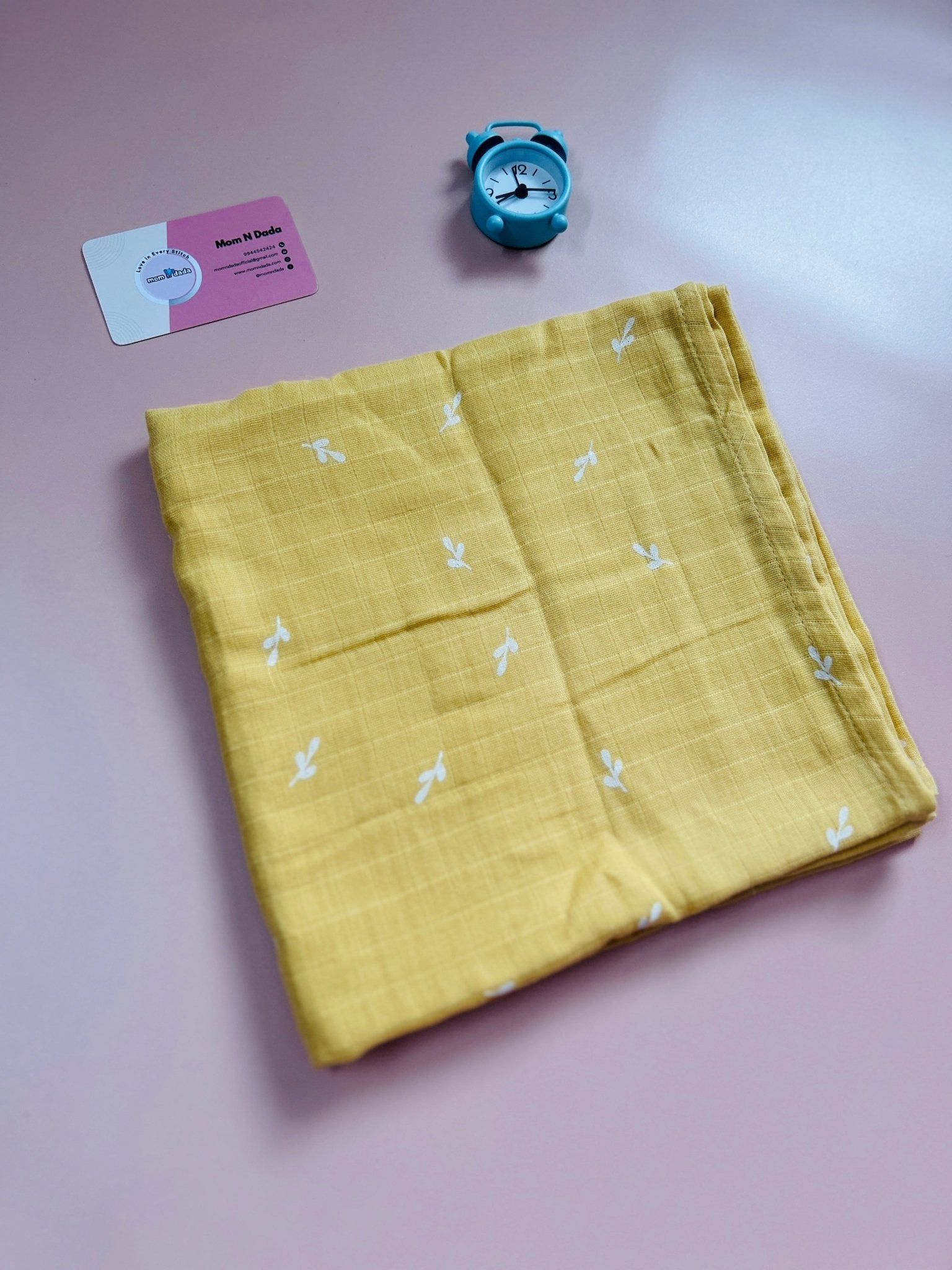 Muslin Swaddle - Mustard Yellow Print - momndada