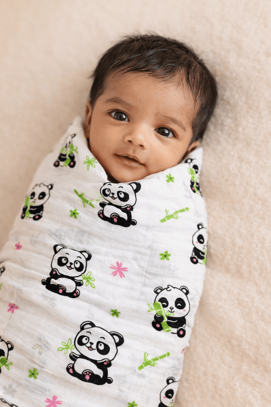 Muslin Swaddle - Panda Print - momndada