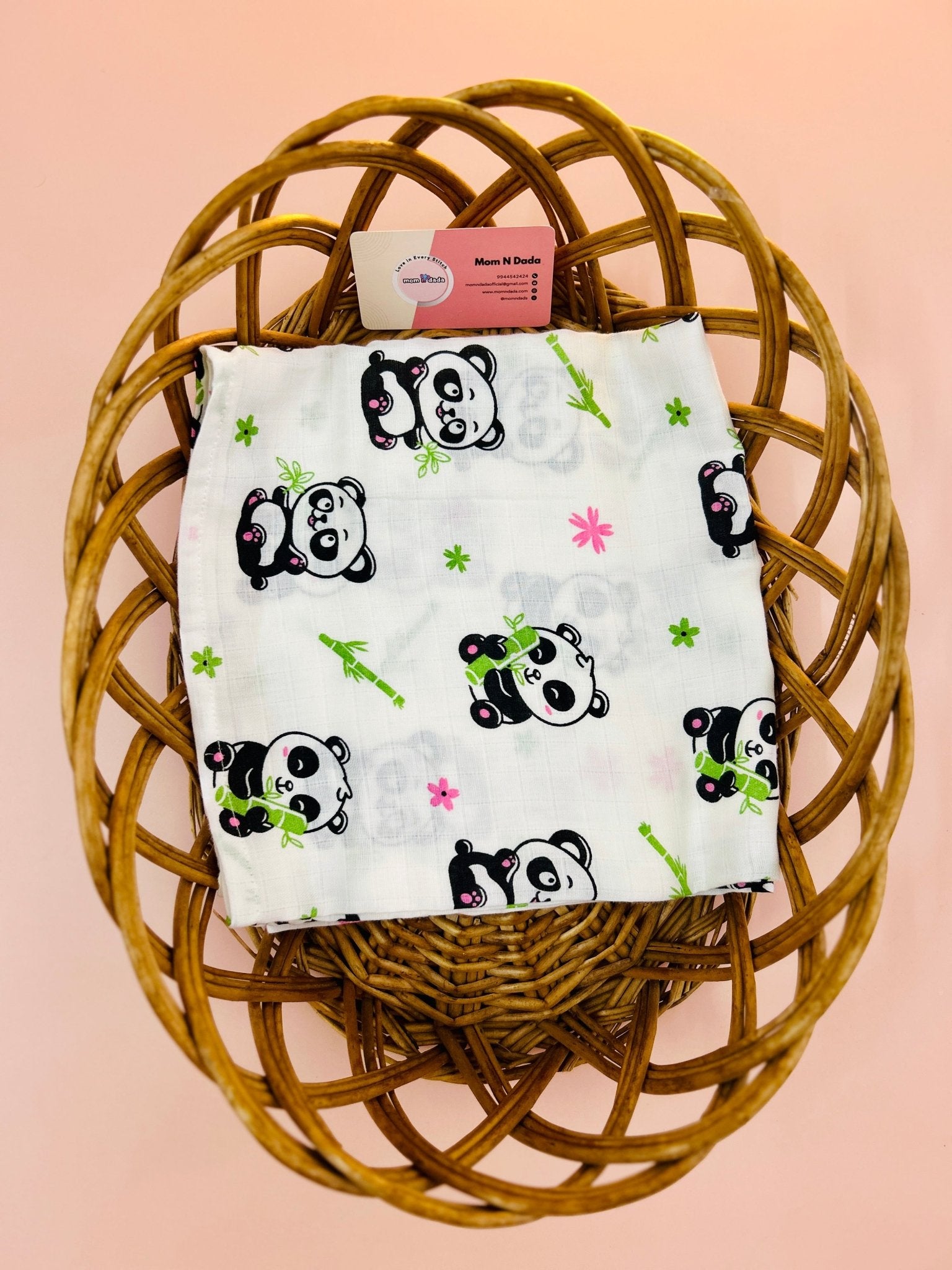 Muslin Swaddle - Panda Print - momndada