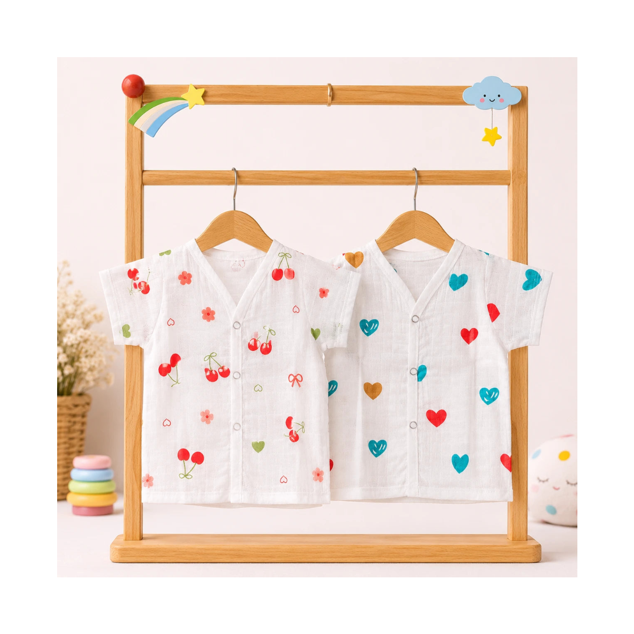 Muslin Half Hand Jabla - Pack of 2 (Assorted)