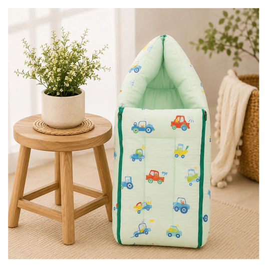 Baby Sleeping Bag & Carry Nest |  0–6 Months | Pista Green