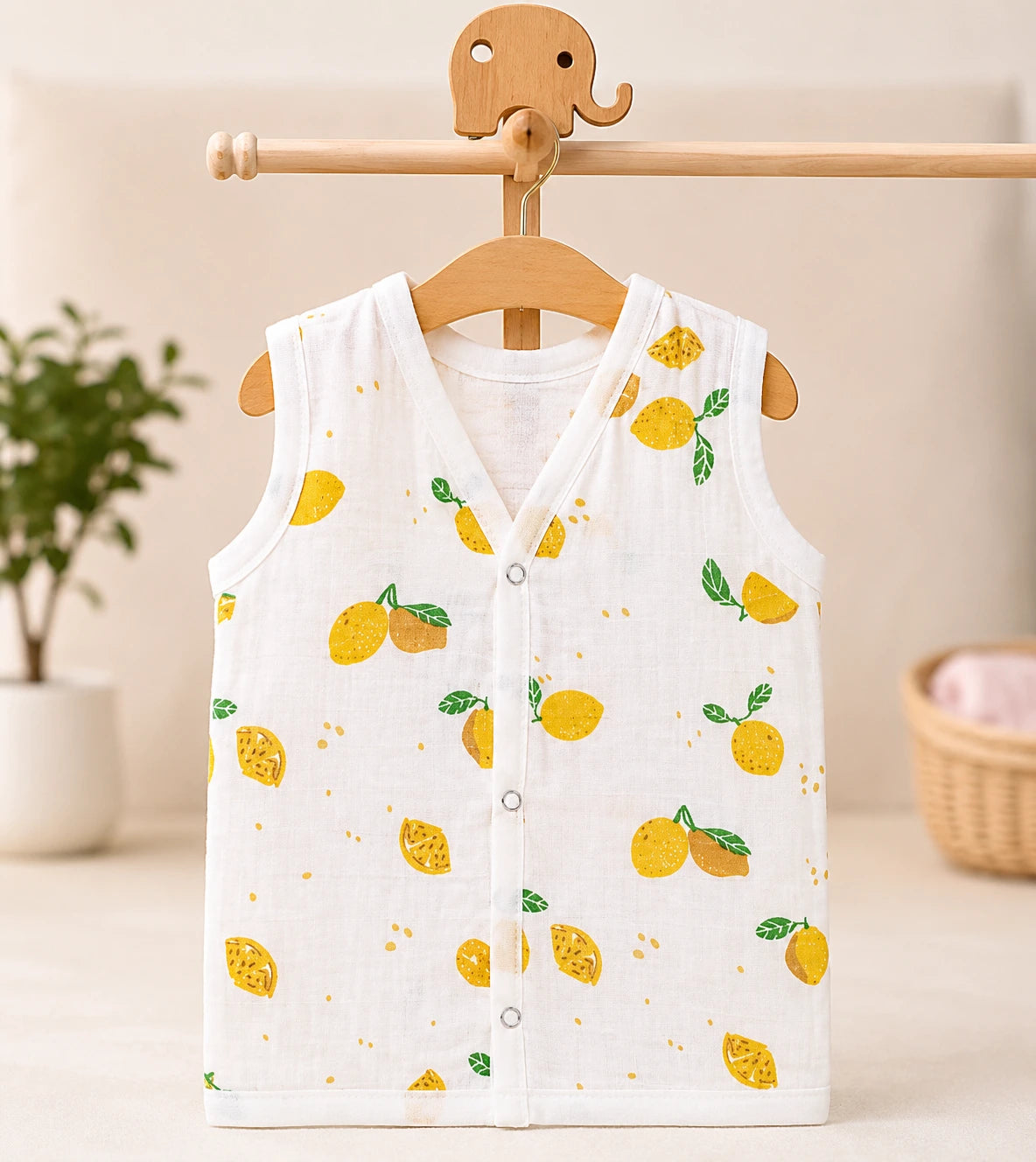 Muslin Button Jabla  - Lemon Print