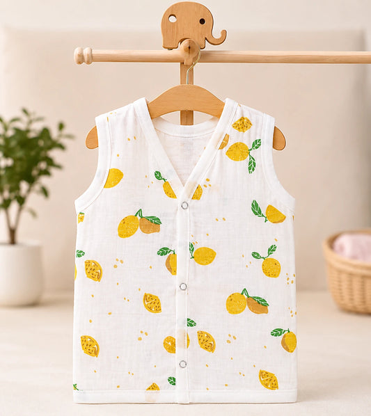 Muslin Button Jabla  - Lemon Print
