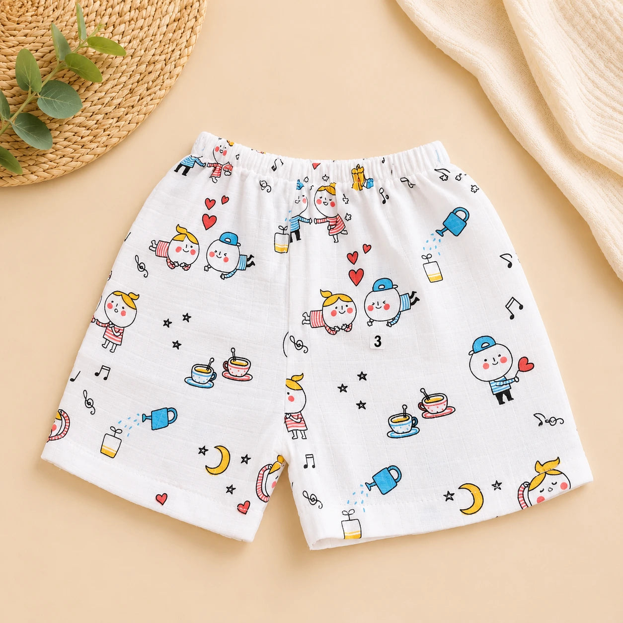 Muslin Shorts - Assorted Prints - 0-6 Months