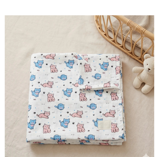 Muslin Swaddle - Cat Print