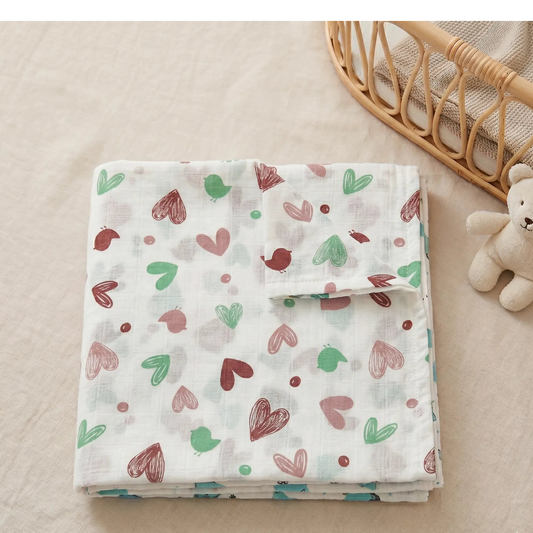 Muslin Swaddle - Heart Print