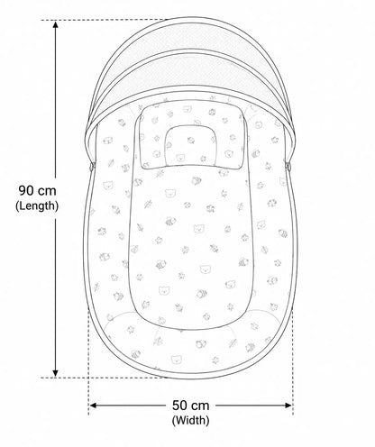 Muslin Baby Net Bed with Mosquito Net | Bee print (Upto Above 1 year)