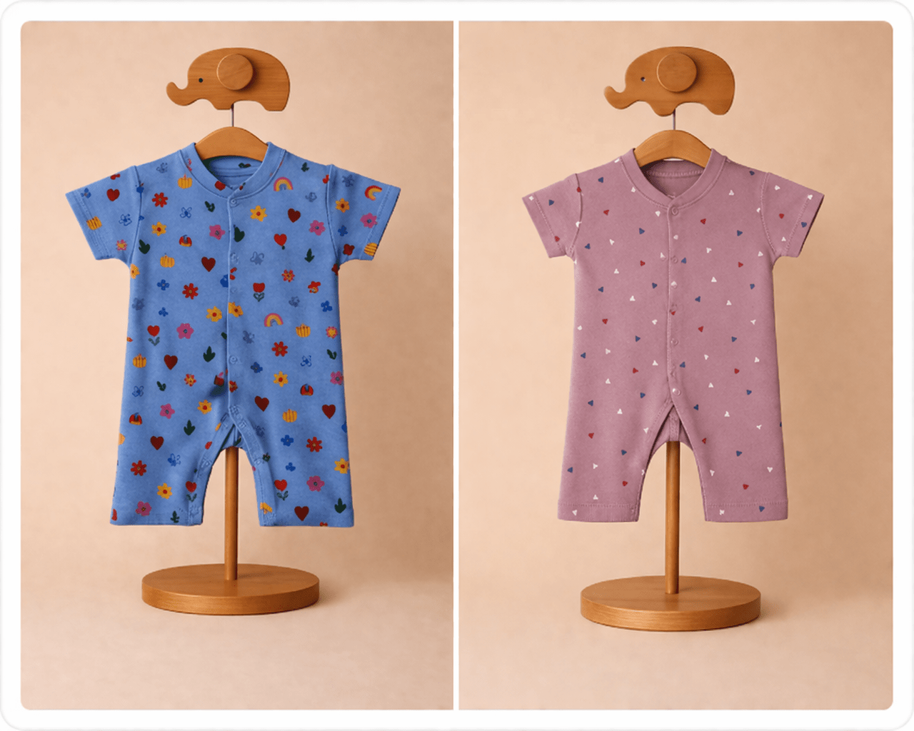 Organic Cotton Newborn Baby Romper - Pack of 2 (Assorted) - momndada