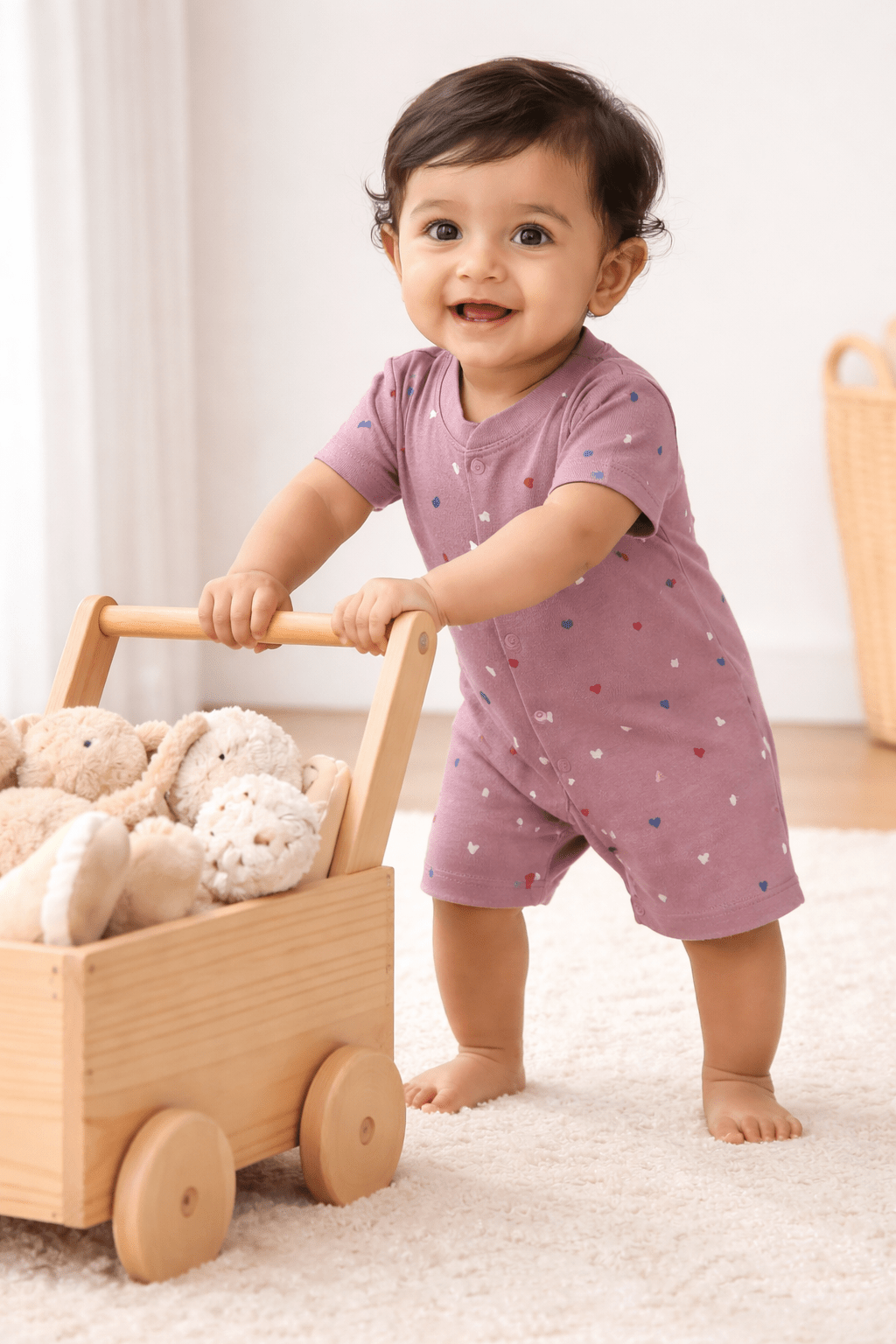 Organic Cotton Newborn Baby Romper | Soft Interlock Romper | Heart - momndada