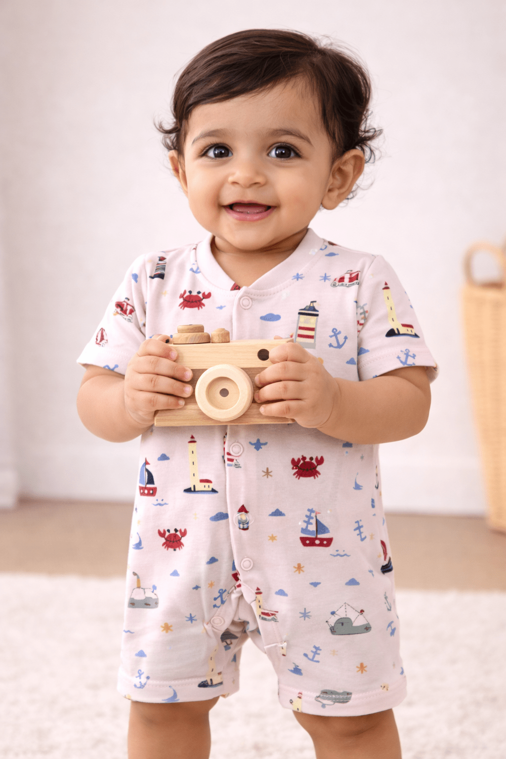 Organic Cotton Newborn Baby Romper | Soft Interlock Romper | LightHouse - momndada