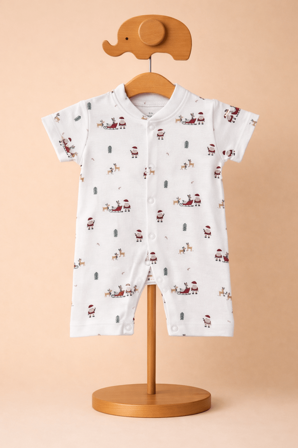 Organic Cotton Newborn Baby Romper | Soft Interlock Romper | Santa - momndada