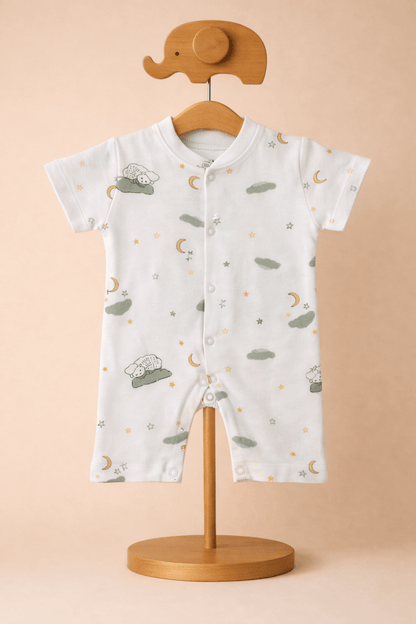 Organic Cotton Newborn Baby Romper | Soft Interlock Romper | Sheep - momndada