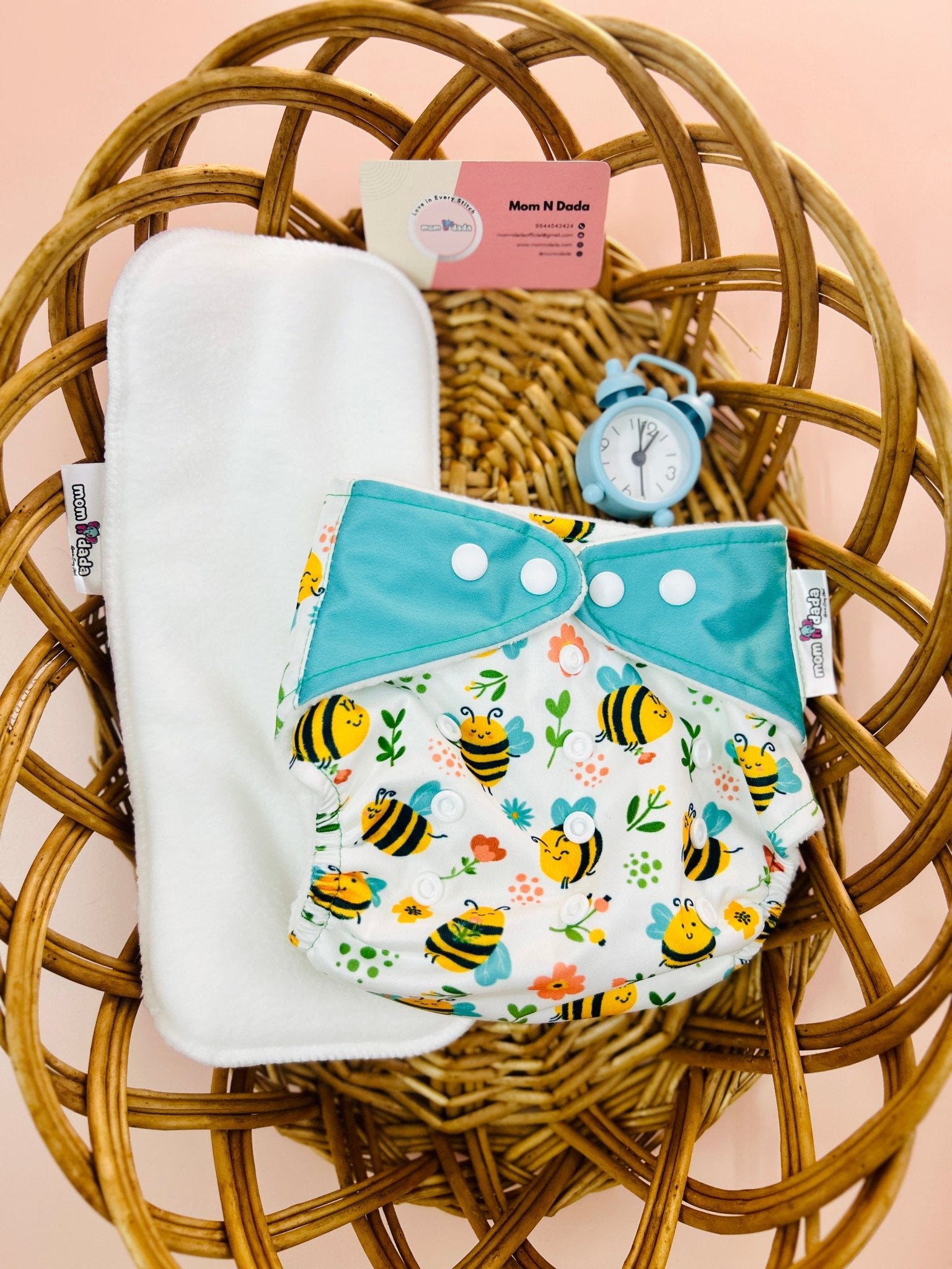 Organic Reusable Cloth Diapers - Bees Print - momndada