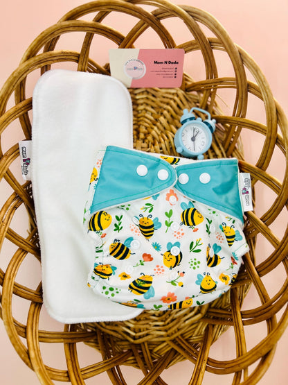 Organic Reusable Cloth Diapers - Bees Print - momndada