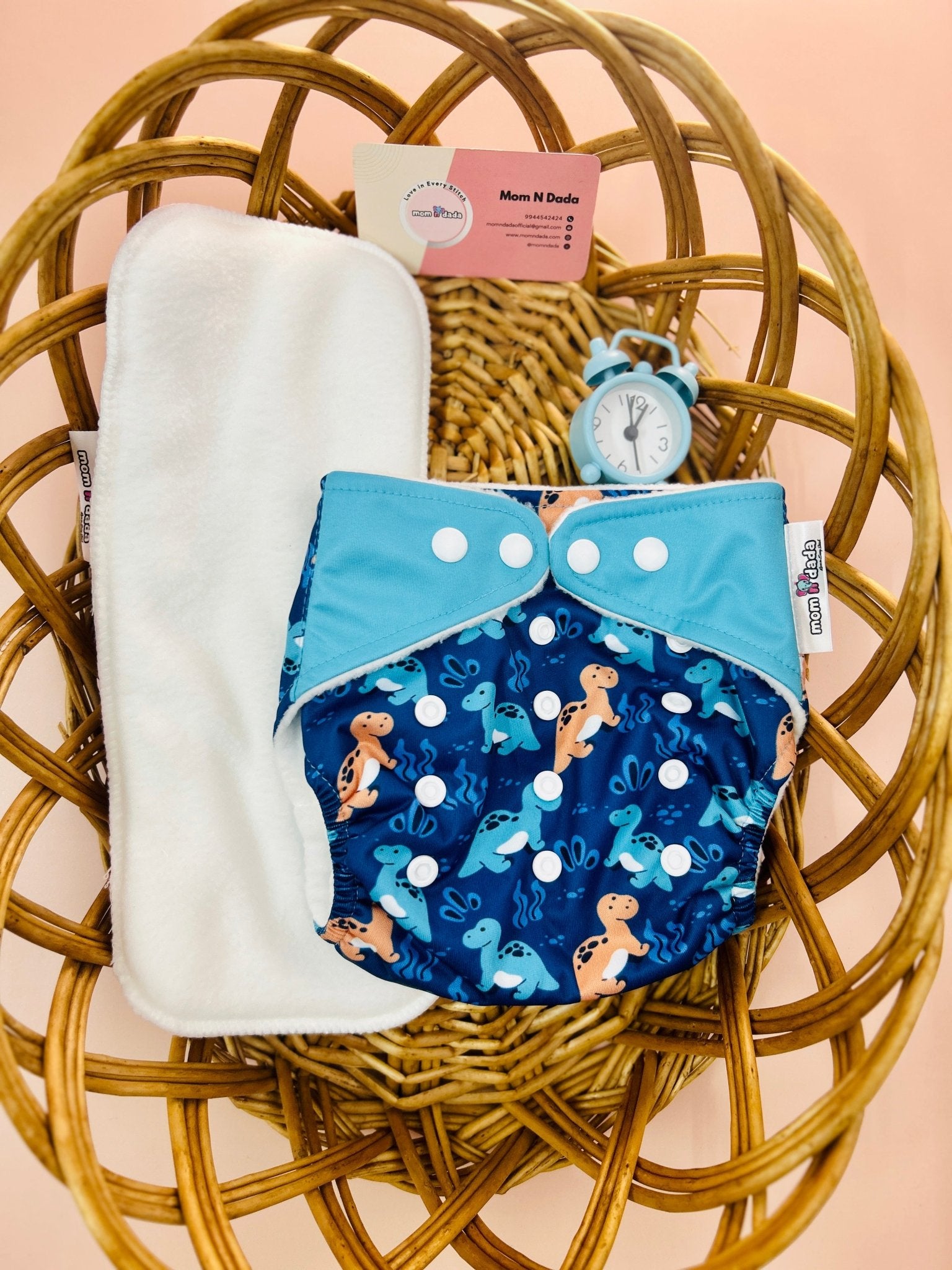 Organic Reusable Cloth Diapers - Dino Print - momndada