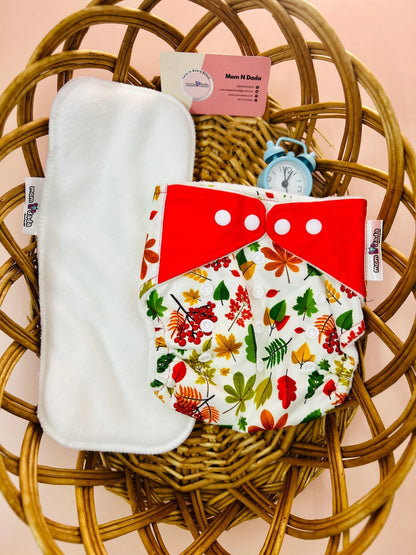 Organic Reusable Cloth Diapers - Leafs Print - momndada