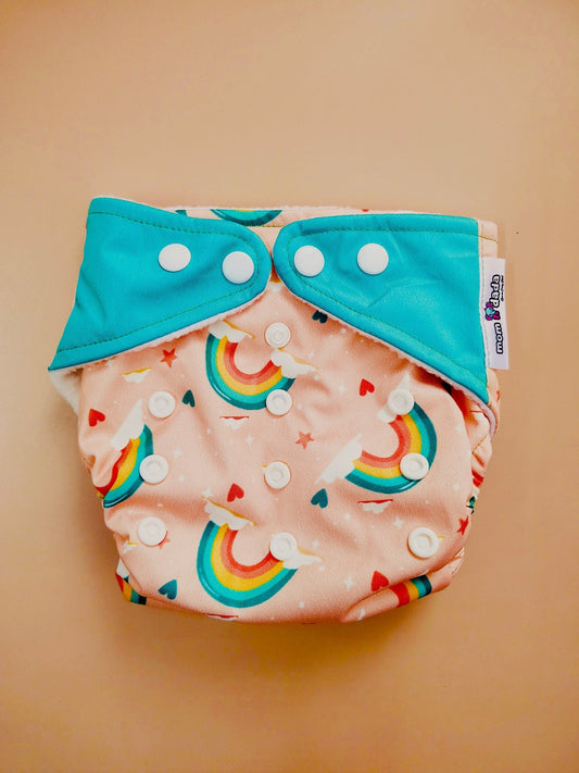 Organic Reusable Cloth Diapers - Rainbow Print - momndada