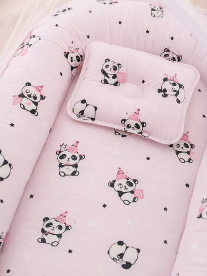 Muslin Baby Net Bed with Mosquito Net | Panda print (Upto Above 1 year)