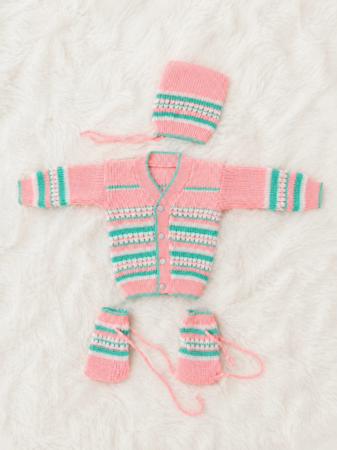 Woolen Baby Sweater Set | Winter Wear for Babies | Baby Pink