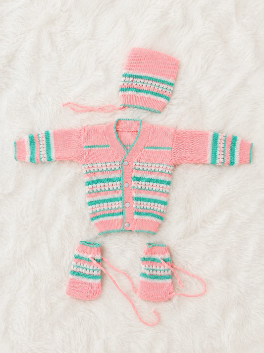 Woolen Baby Sweater Set | Winter Wear for Babies | Baby Pink