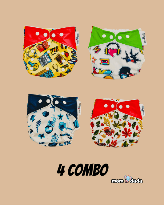 Reusable Cloth Diaper - Combo 4 (Assorted) - momndada