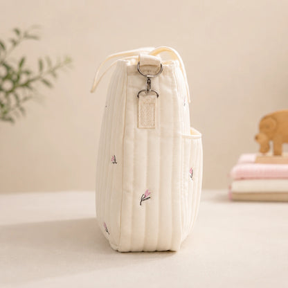 Muslin Mom Diaper Bag | Premium Baby Hospital & Travel Bag - Flower