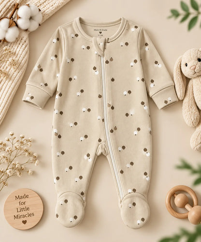 Soft Knitted organic cotton Jumpsuit - Beige Colour