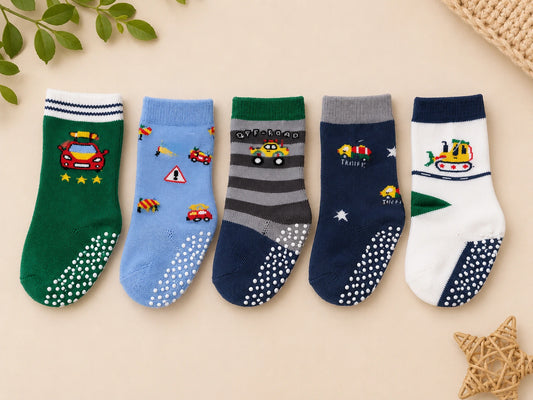 Anti-Slip Socks Combo Pack of 5 - (Assorted)