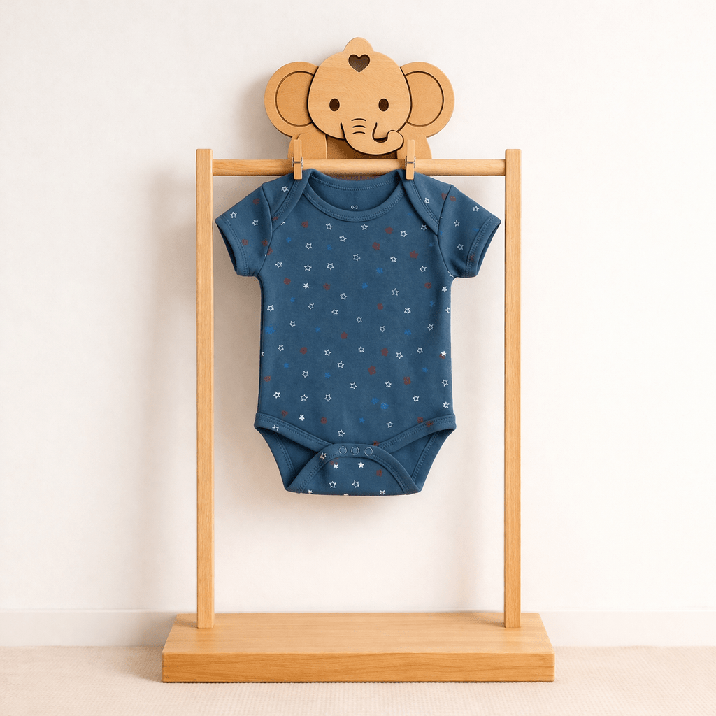 Soft Cotton Onesies 0 - 3 Month - Blue Print - momndada