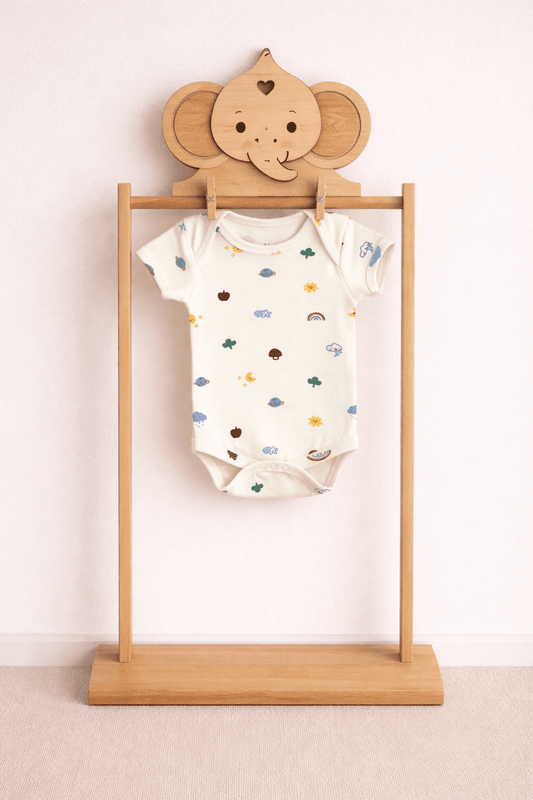 Soft Cotton Onesies 0 - 3 Month - Cream Print - momndada