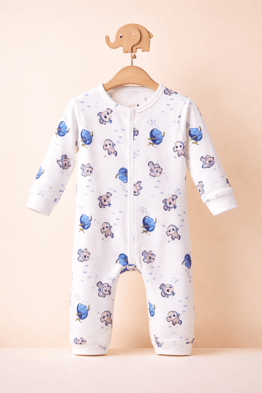 Soft Knitted organic cotton Jumpsuit - Fish print - momndada